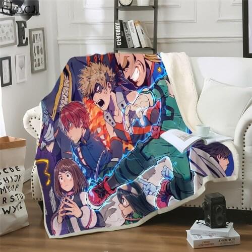 Autumn Blanket Anime My Hero Academia Printed Throw Blankets for Beds Fashion Teenager Home Decoration Double Layer Quilt