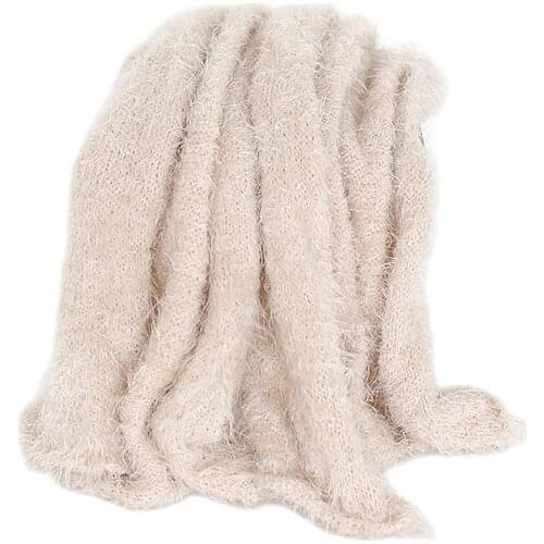 Knit Newborn Wrap Fuzzy Swaddle Blanket Photo Prop Soft Baby Girl Wrap Photography Prop