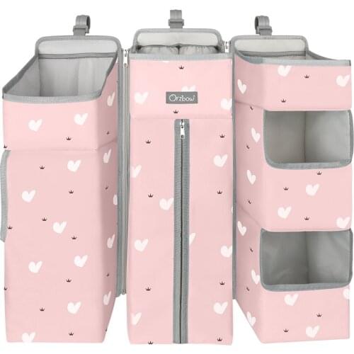 Baby Crib Hanging Bag Hanging Large Capacity Storage Bag for Mother and Baby Supplies Bedside Storage Diaper Bag