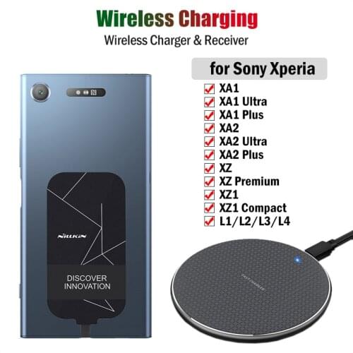 Qi Wireless Charging for Sony Xperia XA1 XA2 Plus Ultra XZ XZs XZ1 Compact 5 10 Plus L3 L4 Wireless Charger+USB Type-C Receiver