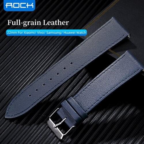 ROCK Leather Strap Black Sport Watch Band 22mm Men Women Universal Waterproof Watch Bands For Huawei Xiaomi Vivo Samsung Watch