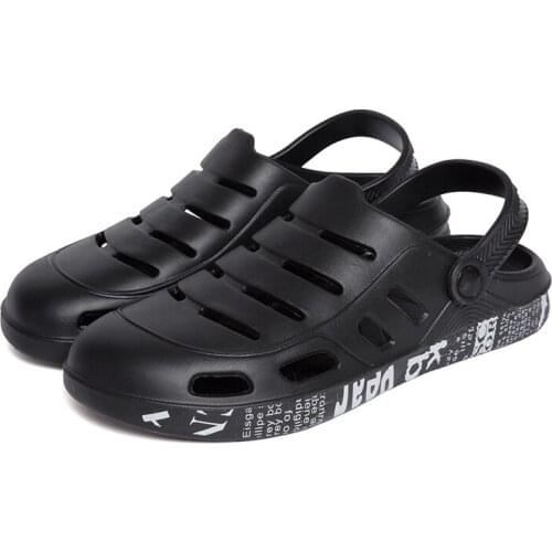 Summer Casual Lazy Sandals Men Solid Color Aqua Shoes Hollow Out Breathable Flat Slip on Beach Upstream Water Shoes Slippers