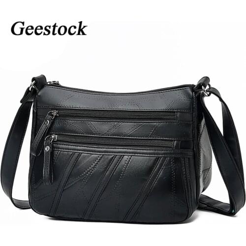 Geestock Messenger Bags for Women Multiple Pockets Shoulder Crossbody Bag PU Leather Flap Phone Coin Pouch Handbags