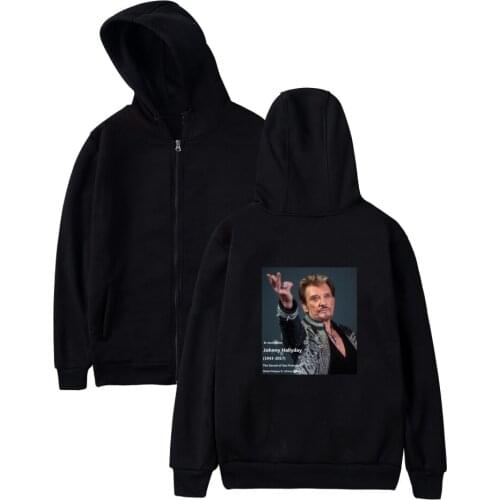 Johnny Hallyday Men Women Hooded Sweatshirt Fashion Hip Hop Hoodie Casual Streetwear Zipper Tops Brand Jacket Clothes