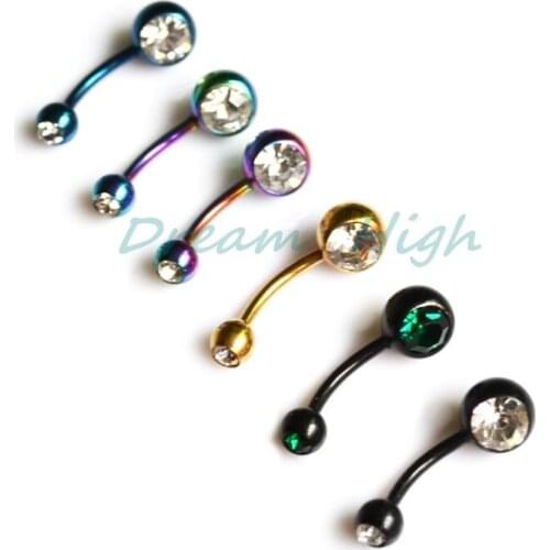 New Arrival Belly Bar Black Belly Button Rings Navel Body Piercing Jewelry Mixed Color 14G Free Shipping 316L Stainless Steel
