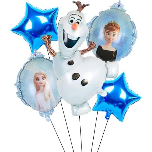 1set Disney Olaf Cartoon Elsa Anna Snow Queen Princess Foil Balloons Air Inflatable Globo Baby Shower Birthday Party Decorations
