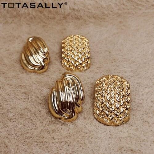 TOTASALLY Geometric Stud Earrings Fashion GoldenTextured shaped Top Earrings Women Star Chunky party Earrings Dropship