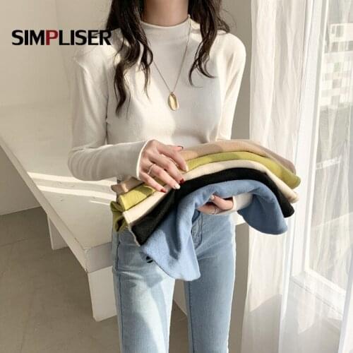 Autumn Winter Pullovers Female Knitting Tops Long Sleeve Turtleneck Womens Sweaters Bottoming Jumpers Femme Pull 2020 Harajuku