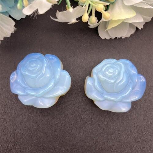 Lovely 1PC White Opal Rose Flower Hand Carved Crystal Flowers Healing Stones Decor Gifts Decorative Stones and Crystals