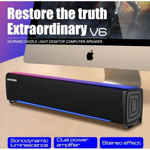2021 Desktop Computer Speaker Stereo Surround Subwoofer Wired RGB Light USB Soundbar For Macbook Laptop Notebook PC Player Phone
