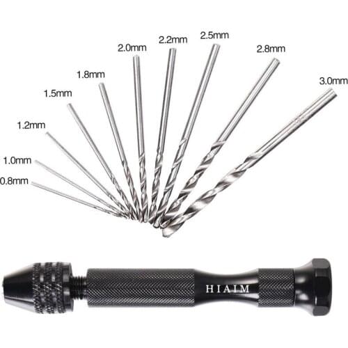 21Pcs/set Drill Jewelry Craft Hand Manual Drill Chuck Mini Hand 10PCS Twist Drill Bit