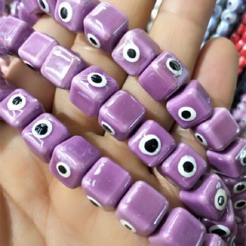 30PCS Cubic Square Shape Porcelain Beads With Nice Eye Size 10X10MM For Cute Jewelry Making Findings Free Shipping New ARRI