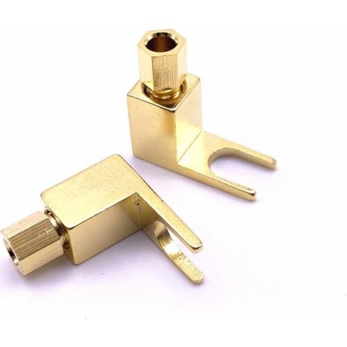8pcs/lot Speaker Gold Plated copper Y fork Spade to 4MM Terminal jack Connector U Brass Banana Plug adapter Audio converter Plug