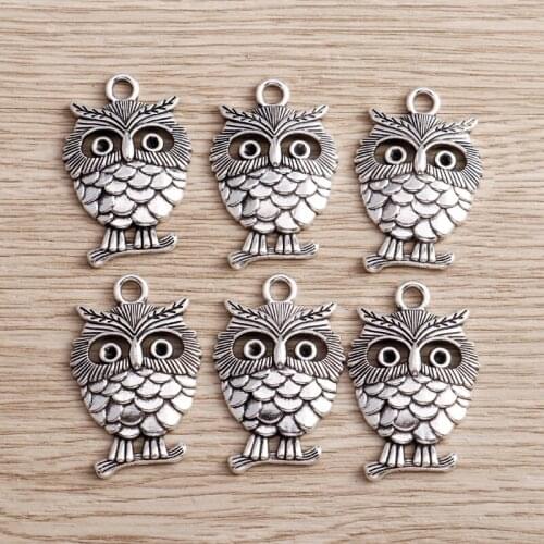 10pcs 23*34mm Cute Owl Charms for Earrings Pendants Bracelets DIY Making Animal Charms Handmade Jewelry Accessories Wholesale