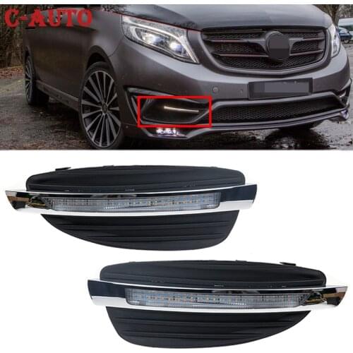 Car Dynamic Yellow Turn Signal 12V DRL Lamp For Mercedes Benz V-Class Vito V250 V260 2016 2017 2018 LED Daytime Running Light