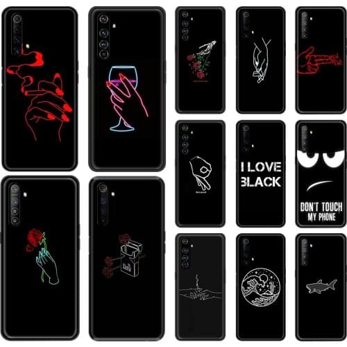 Phone Case For OPPO A9 Realme Reno 6 C3 7 5 X7 X50 Pro 5G XT V3 X3 2020 Silicone Soft Capa Back Cover Minimalist Line Love