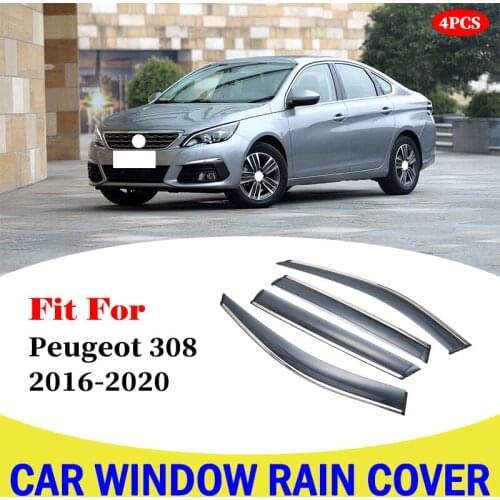 For Peugeot 308 2016-2020 Window Visor Car Rain Shield Deflectors Awning Trim Cover Exterior Car-Styling Accessories Parts