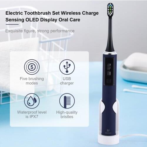 Electric Toothbrush Wireless Charge Sensing OLED Display IPX7 Waterproof Electric Toothbrush Set Oral Care