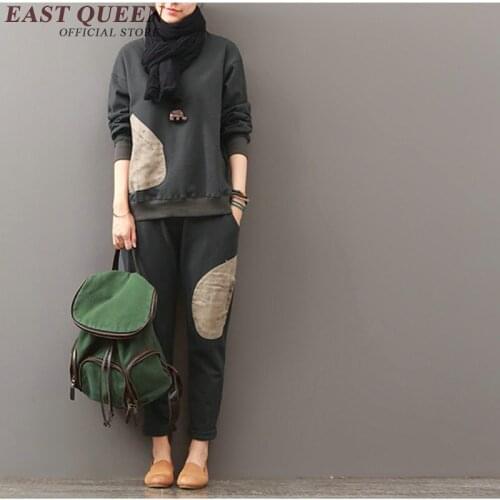 Two piece set women pant suit womens two piece sets 2018 women pants set mori girl pullovers +elastic waist pants AA2773 Q