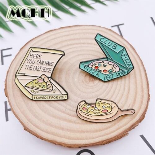 Creative Fun Food Pizza Club Enamel Pins Vegetable Bread Box Brooch Alloy Badge Fashion Woman Jewelry Gift For Friends