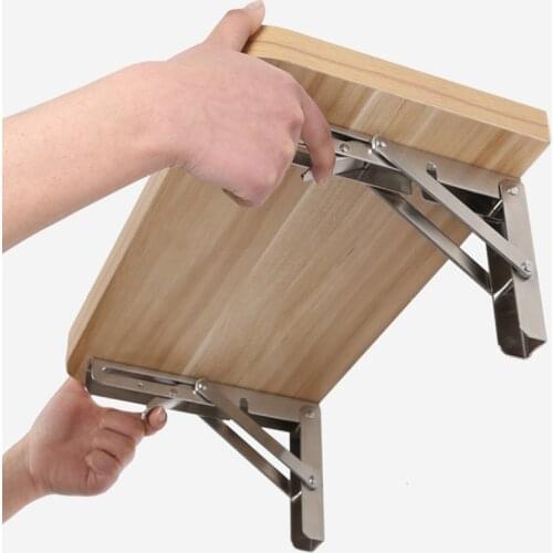 2Pcs 8-14 Inch Folding Angle Bracket Adjustable Wall Mounted Durable Bearing Shelf Bracket DIY Home Table Bench Hardware WF