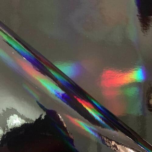 Hot fashion black synthetic PU Holographic Mirror surface fake leather material