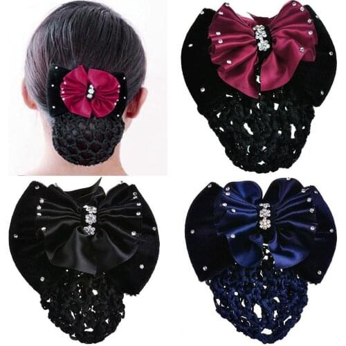 Fashion Braider Women Hairnet Bow Barrette Hair Clip Cover Bowknot Bun Snood Hairnet Hair Accessory Styling Tools