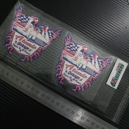 Atomic Garage Hot Rat Rod Sticker Vintage Retro Classic Car Pinup Camper Beetle X2