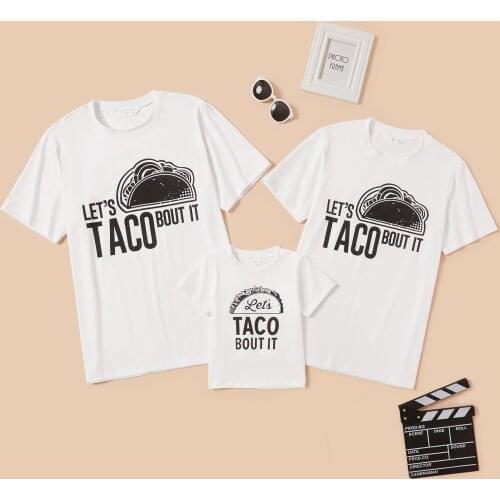PatPat New Taco Pattern Letter Print White Cotton Family Matching T-shirts