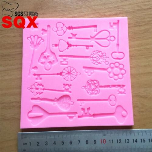 New arrival retro key fondant cooking tools Christmas wedding mold silicone mold fondant chocolate cake candy SQ16228