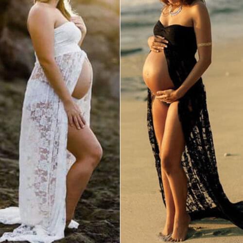 New Summer Couples Maternity Photography Lace Dress Props Maxi Maternity Gown Fancy Shooting Photo Pregnant Dress Plus Size S-XL