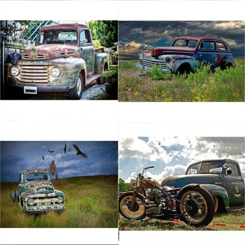 New 5D Diy diamond painting cross stitch kit Old car rhinestones Mosaic paste full diamond embroidery Old pickup truck picture