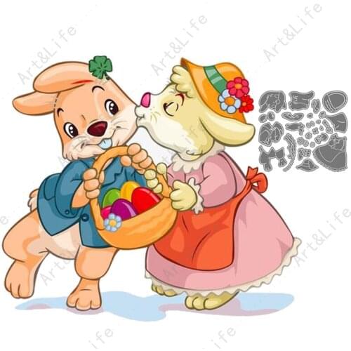 Easter Rabbits Love Kiss Hot New Metal Cutting Dies Stencils for Making Scrapbook Album Birthday Paper Cards Embossing Cut Die