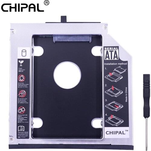 CHIPAL Aluminum 2nd HDD Caddy 12.7mm SATA 3.0 for 2.5'' SSD Case HDD Enclosure for ThinkPad T420 T430 T520 T530 DVD-ROM CD-ROM