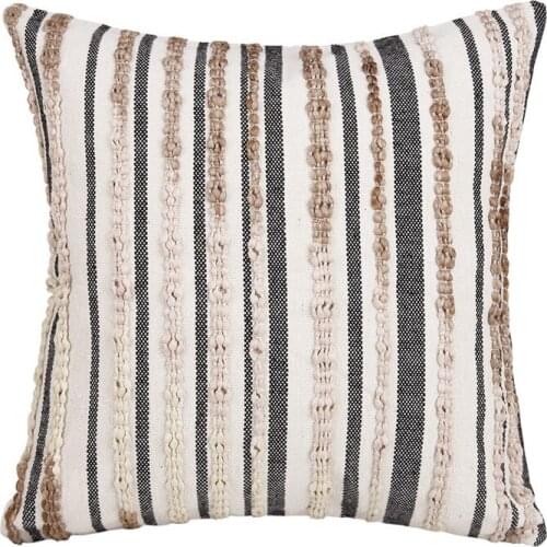 Striped Woven Braids Boho Throw Pillow Covers For Couch Bed Sofa Modern Rustic Decor Accent Pillows Cover 18 X 18 Inch