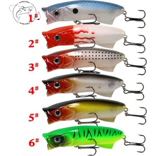 Popper Floating Water Plastic Hard Bait Wobblers With Sharp Hook 6Colors 11.3g / 8cm 3D Eyes Swimbait Topwater Bionic Bait