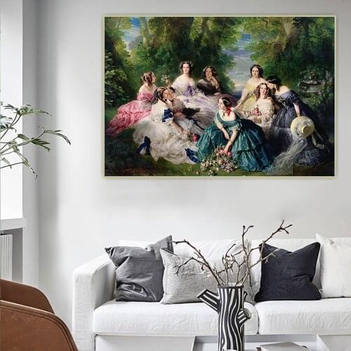 Citon Winterhalter《Empress Eugenie Surrounded by her Ladies in Waiting》Canvas Oil Painting Picture Wall Decor Home Decoration