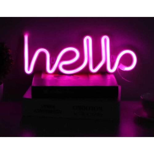 LED Neon Sign Hello Letters Neon Light Wall Decor For Wedding Party USB/Battery Powered