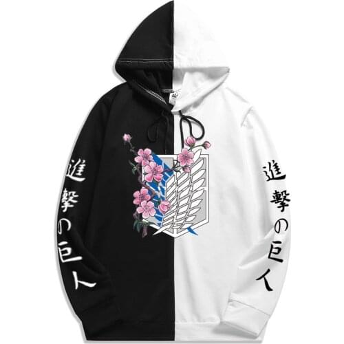 Anime Attack on Titan Printing Long Sleeved Hoodies Harajuku Streetwear Patchwork Thin Clothing Men Women Tops Sweatshirt