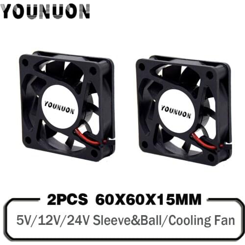 2 Pieces 6015 5V 12V 24V 2Pin Brushless DC Exhaust Cooling Fan 6cm 60mm 60x60x15mm Equipment Cooler