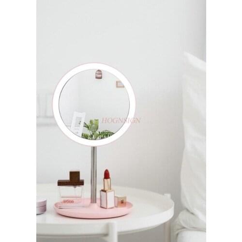 Makeup Mirror Desktop Princess Desktop Dressing Mirror With Led Lights Dormitory Students Sale