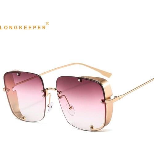 2020 Fashion Punk Sunglasses Women Men Luxury Brand Vintage Square Sun Glasses Female Fashion Metal Gradient Gafas De Sol Mujer