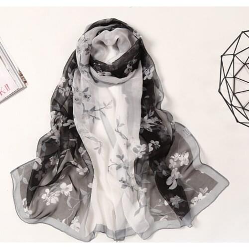 Long Floral Chiffon Scarf For Women Spring And Summer Women Scarf New Pashmina Shawl Printed Muffler