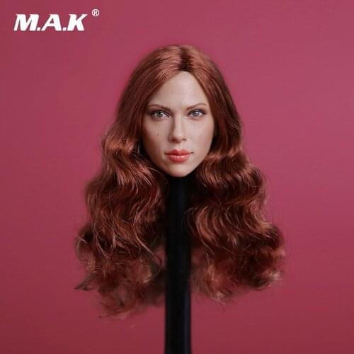 1/6 Scarlett Johansson Long Curly Red Hair Head Sculpt for 12 Inches Womens Bodies Figures Dolls
