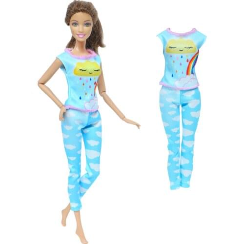 1 Set Handmade Doll Outfit Strawberry T-shirt Denim Short Pants Daily Wear Girl Clothes for Barbie Doll Accessories Toy Gift