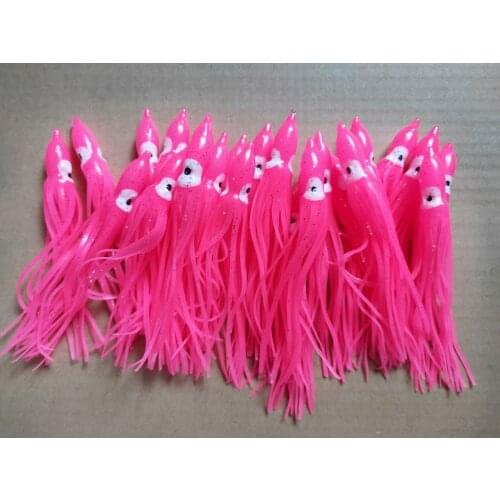100pcs soft lure, octopus lure ,fishingskirt ,squid lures. squid jigs,12cmshinnning pink colour