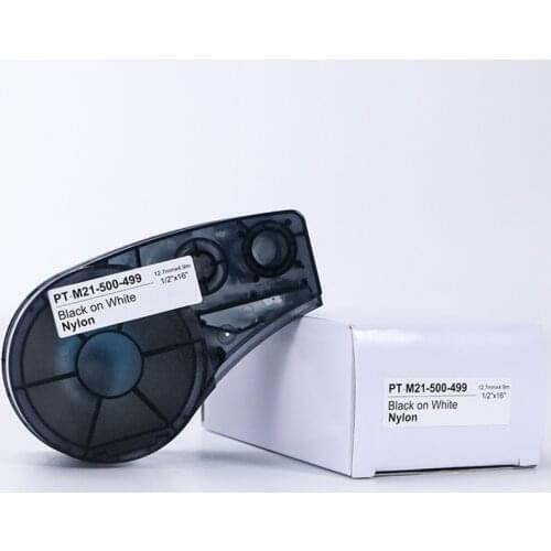 10PK 6.35mm x6.4m Tape compatible for Brad M21-250-595 Black on White Tape Vinyl Film PT-M21-250-595