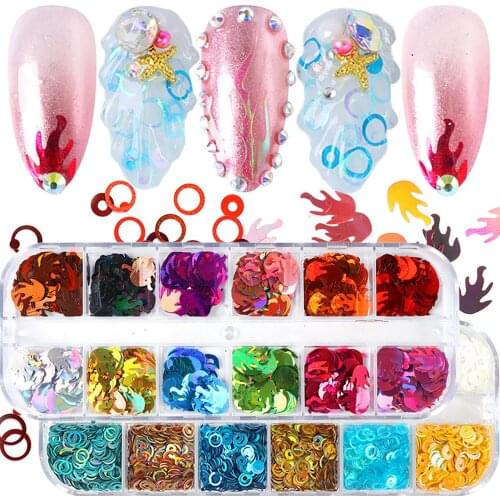 12 Colors/Box Women DIY Glittering Decals Nail Art Sequins Manicure Decoration