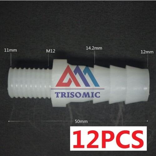 12 pieces 12mm-M12 Straight Connector Plastic pipe Fitting Barbed with thread Material PE Joiner Fitting Aquarium Tank
