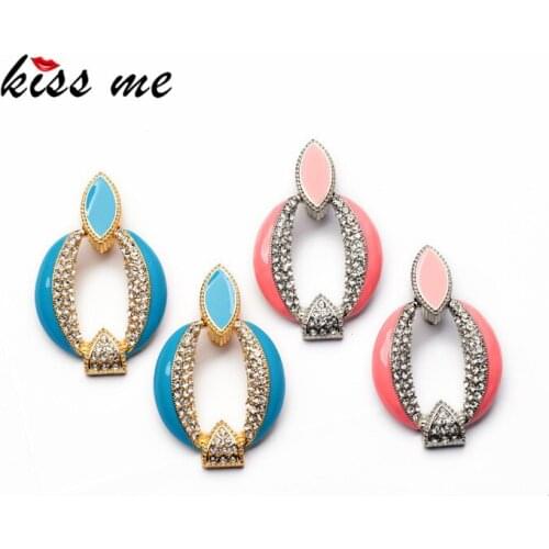 KISS ME 2017 Trendy Statement Jewelry Luxury New Gold Color Enamel Clip Earrings for Women Factory Wholesale